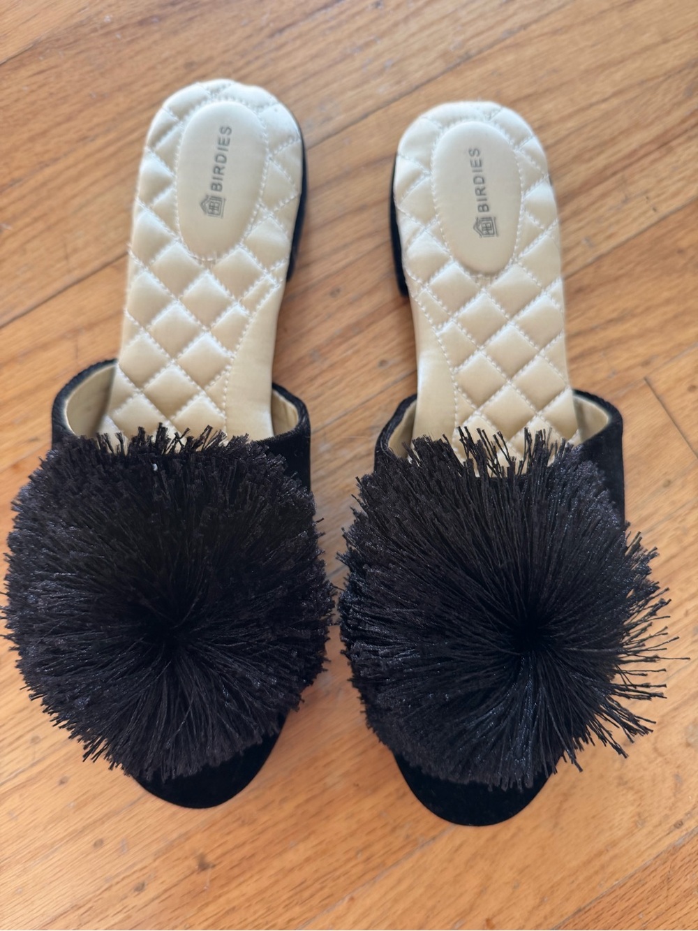 Birdies Women’s Black Pom Slide Sandals